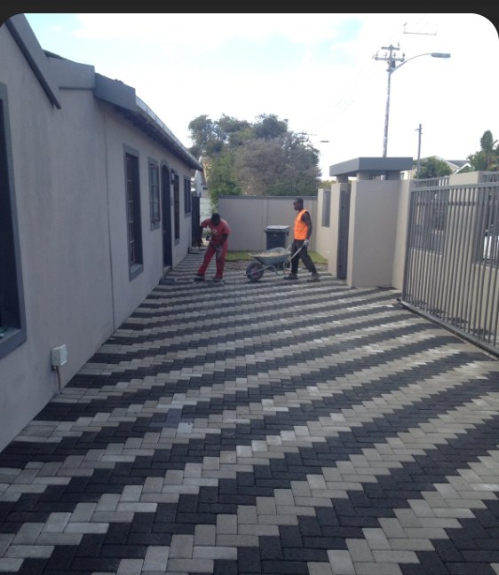 Elegant patterned paving outside a place of worship or gathering space